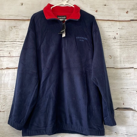 ocean pacific Other - Ocean Pacific Fleece Quarter Zip Navy Blue and Red Size XXL